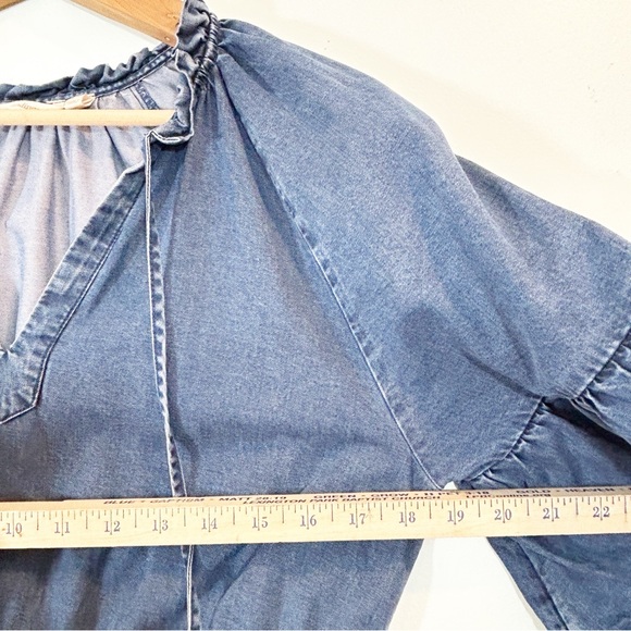 Soft Surroundings Jessanne TENCEL Denim Midi Dress Ruffle Sleeves - Picture 6 of 11